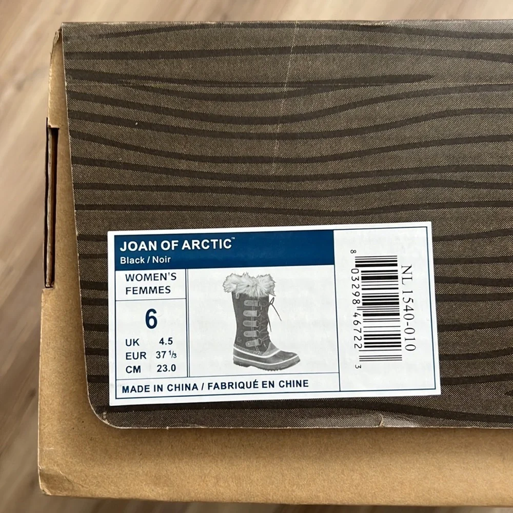 Sorel Joan of Arctic Black Winter Boots Faux Fur